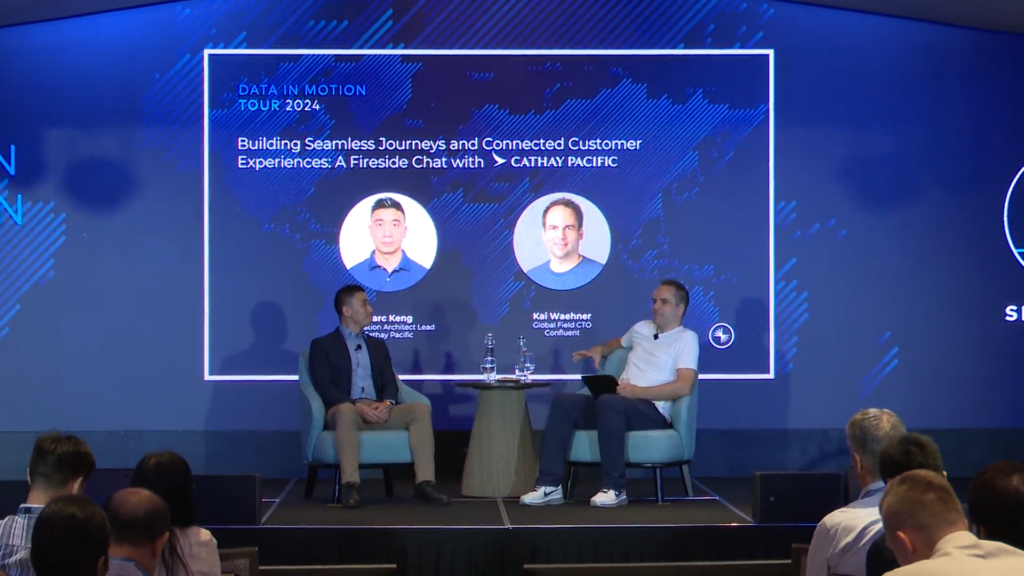 Cathay Airline talking about Data Streaming with Apache Kafka at Confluent Data in Motion Tour Singapore