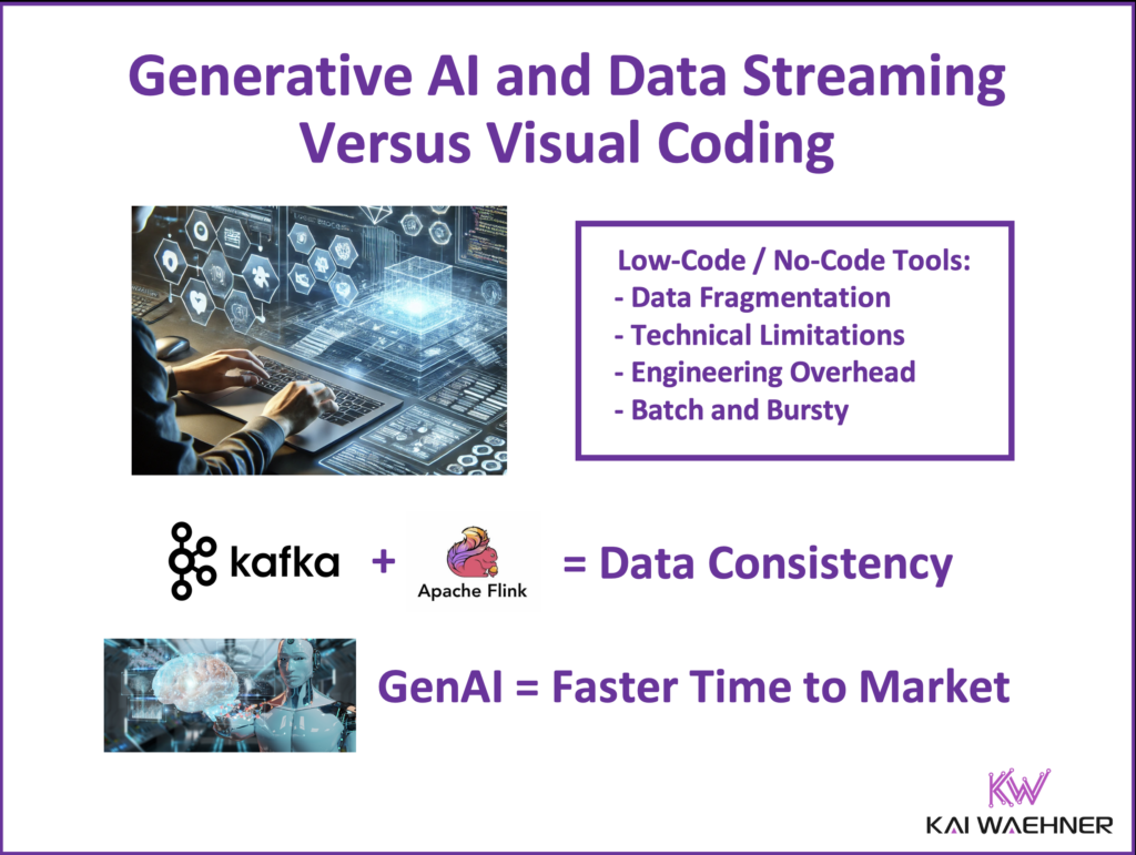 Data Streaming with Apache Kafka and Flink vs Visual Coding with Low-Code No-Code